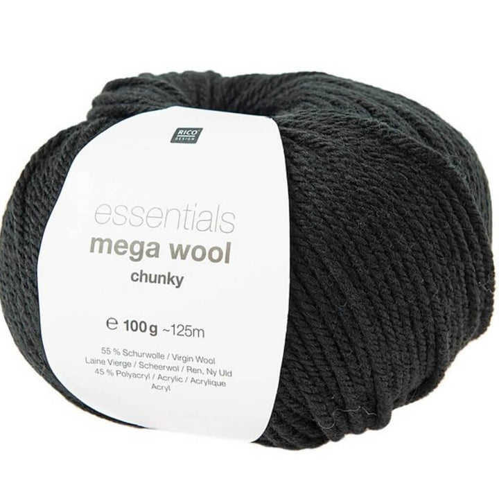 Rico Design Essentials Mega Wool Chunky 100g 016 - Schwarz Lieblingsgarn