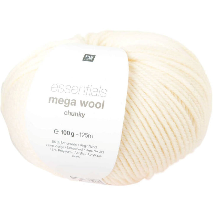 Rico Design Essentials Mega Wool Chunky 100g 001 - Creme Lieblingsgarn