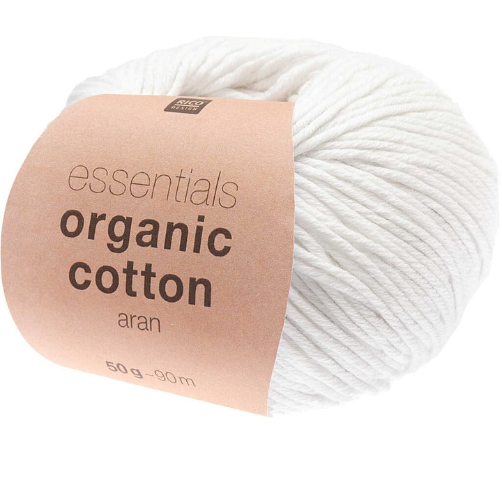 Rico Design Essentials Organic Cotton Aran 50g 001 - Weiß Lieblingsgarn
