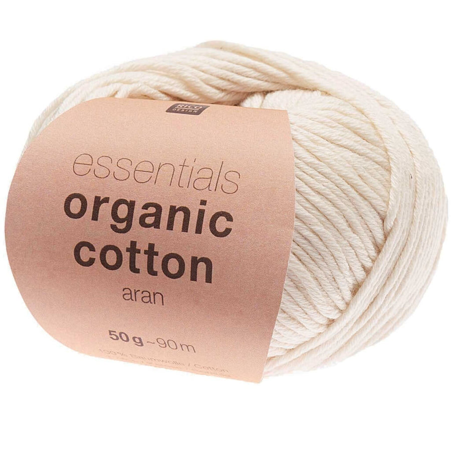 Rico Design Essentials Organic Cotton Aran 50g 002 - Creme Lieblingsgarn