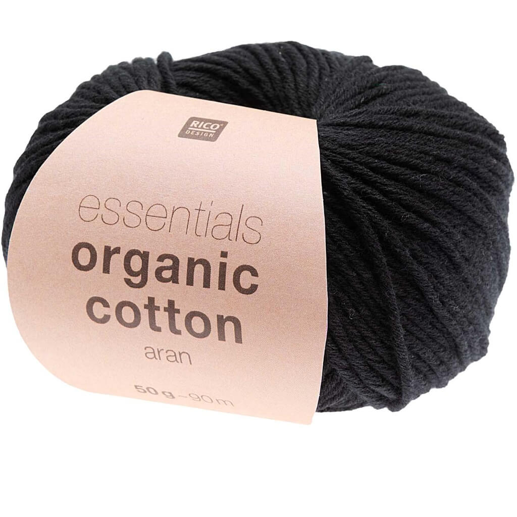 Rico Design Essentials Organic Cotton Aran 50g 020 - Schwarz Lieblingsgarn