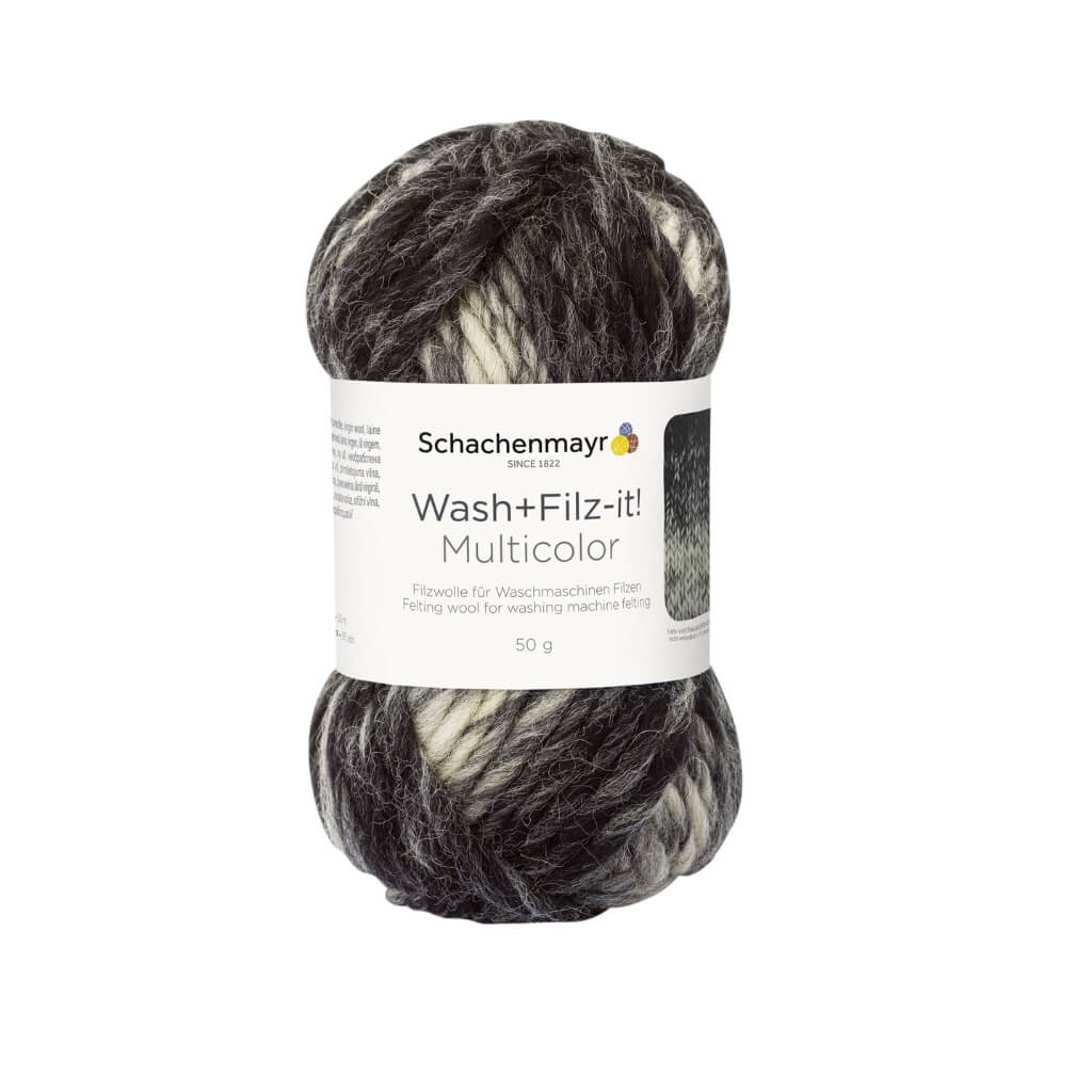 Schachenmayr Wash+Filz-it! Multicolor Filzwolle 50g 209 - Black-Grey Lieblingsgarn