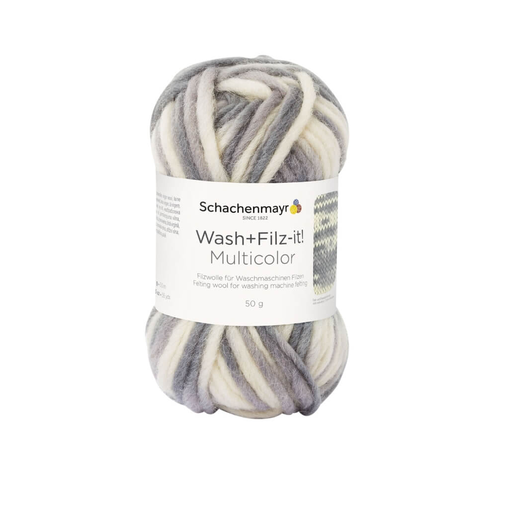 Schachenmayr Wash+Filz-it! Multicolor Filzwolle 50g 245 - Natur-Grau Lieblingsgarn