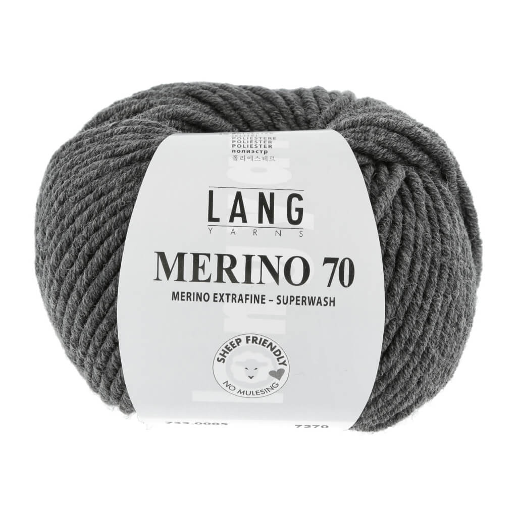 Lang Yarns Merino 70 50g 733.0005 - Dunkelgrau Mélange Lieblingsgarn