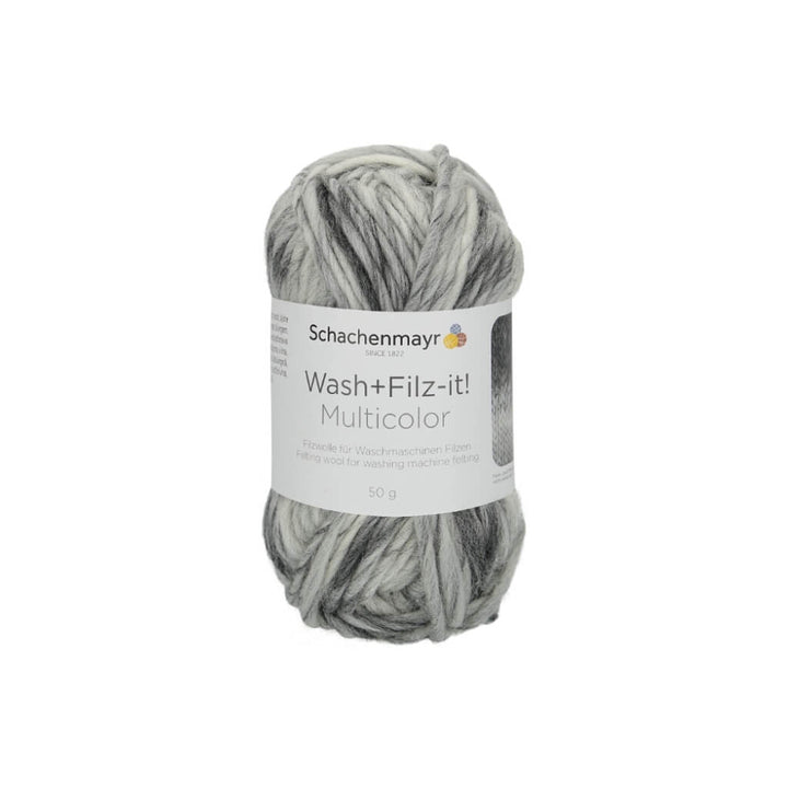 Schachenmayr Wash+Filz-it! Multicolor Filzwolle 50g 261 - Grey-White Lieblingsgarn