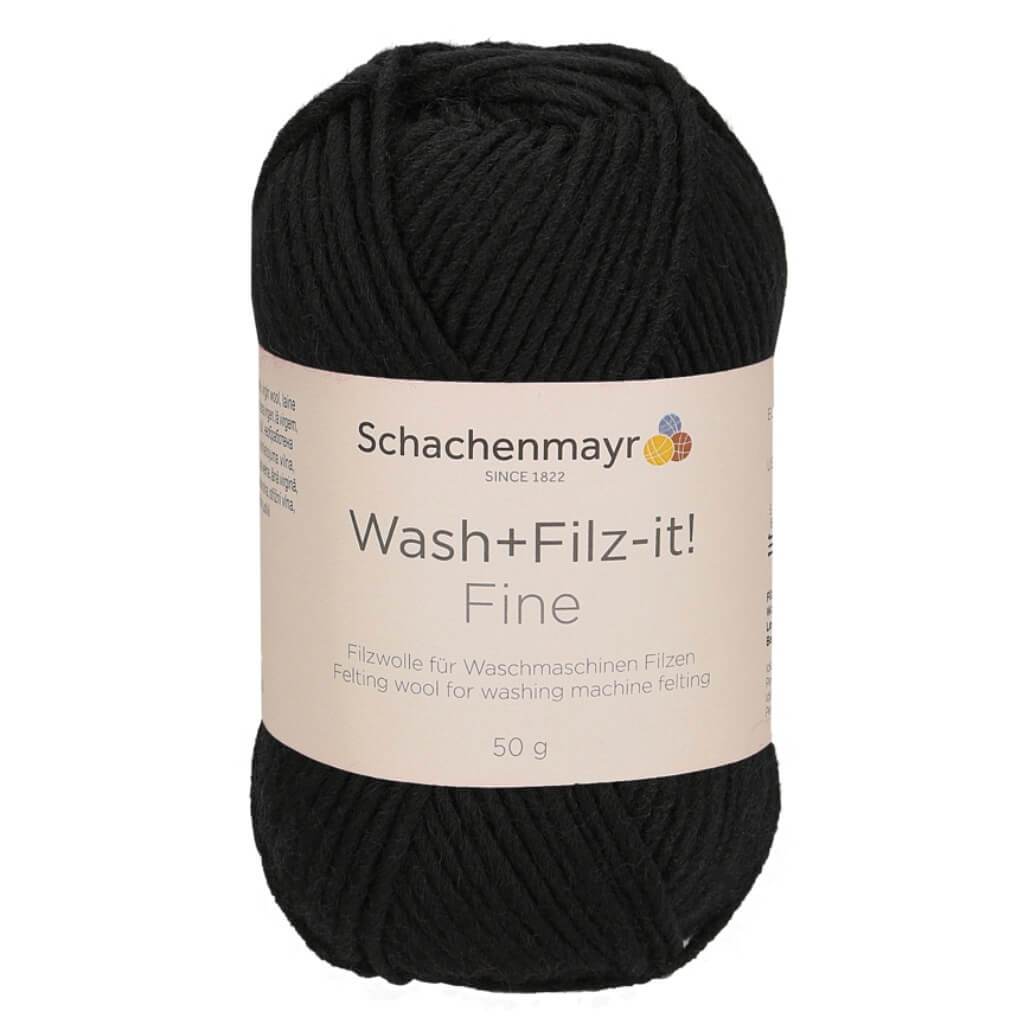 Schachenmayr Wash+Filz-it! Fine - Filzwolle 101 - Black Lieblingsgarn