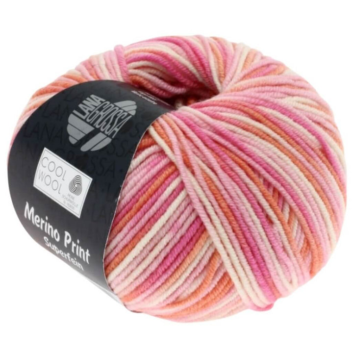 Lana Grossa Cool Wool Print 50g 726 - Rosa/Pink/Koralle/Ecru Lieblingsgarn