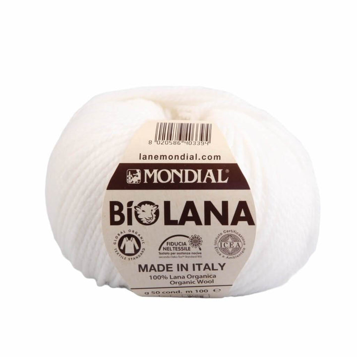Lane Mondial Bio Lana 50g - Bio Wolle 100 - Weiss Lieblingsgarn