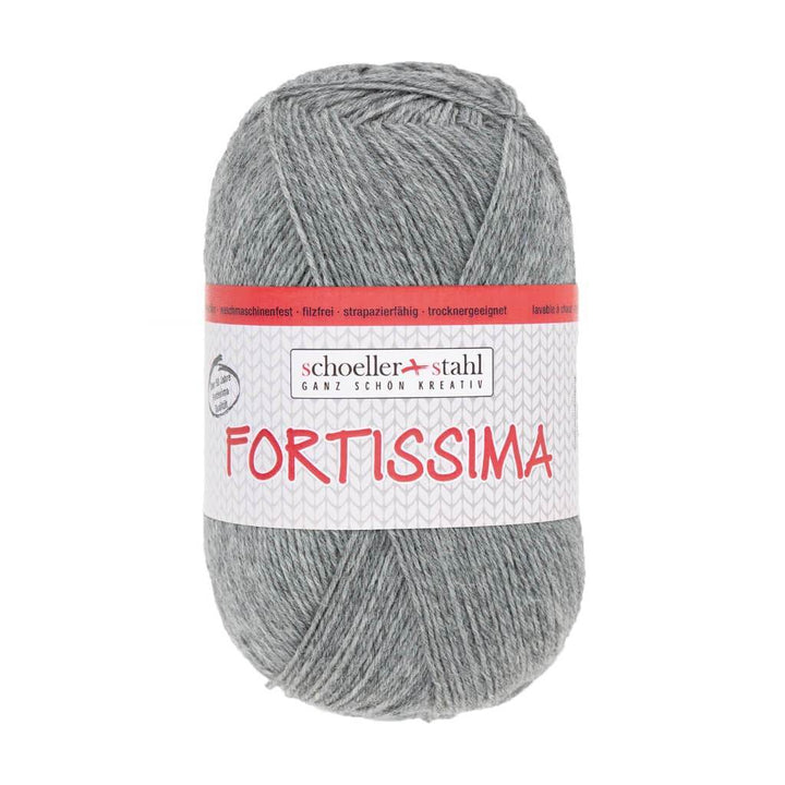 Schoeller + Stahl Fortissima Socka 100 - Sockenwolle 2056 - Hellgrau-Meliert Lieblingsgarn