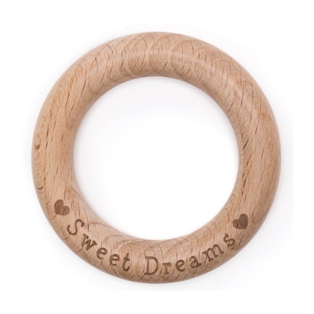 Baby Beißring "Sweet Dreams" aus Holz Lieblingsgarn
