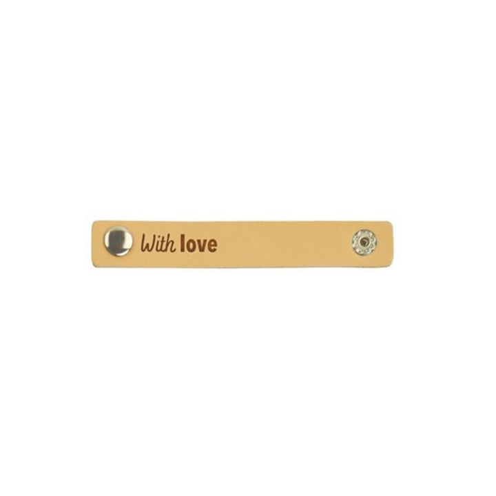 2Stk. Lederlabel mit Drucknpof - "With Love" Lieblingsgarn